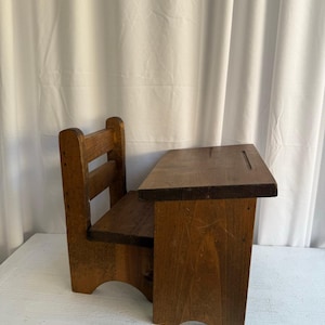 Wooden Doll Chair Desk | Playing School Set | American Girl Doll Furniture | Vintage Dollhouse | Child Room Decor