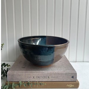 Studio Art Pottery Decorative Bowl | Blue Purple Brown | Drip Glaze | Fruit Bowl | MCM