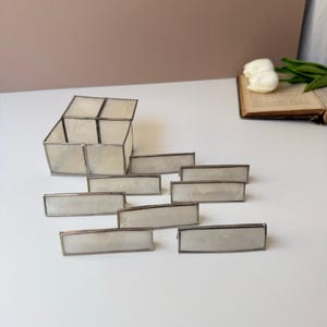 Segnaposto vintage Horchow Collection in conchiglia Capiz / Set di 8 targhette segnaposto in stile Mid-Century Modern / Con scatola portaoggetti