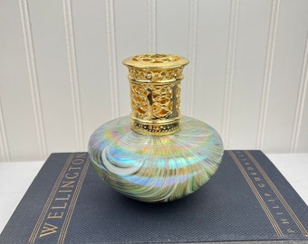 Hand Blown Art Glass Fragrance Diffuser Lamp Blue Iridescent Finish