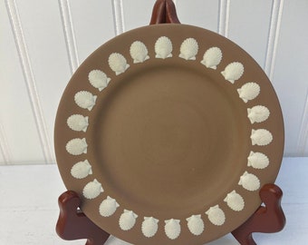 Wedgwood Taupe Jasperware Shell Border 6.75” Plate Seashell