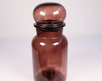 Pot d'apothicaire vintage en verre violet avec couvercle 9 po. de haut