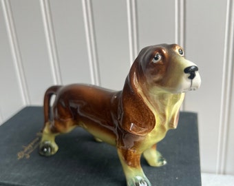 Vintage Porcelain Basset Hound Figurine Realistic dog Lover Gift Idea