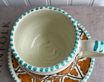 Vintage Cecconi Orvieto Italian Tea Cup Saucer Star Hand-painted