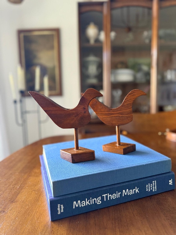 HEALLILY 2 Pièces Décor Côtier En Bois Mouette Figurine Oiseau Statue Nautique Côtier Océan Décoration De La Maison Blanc