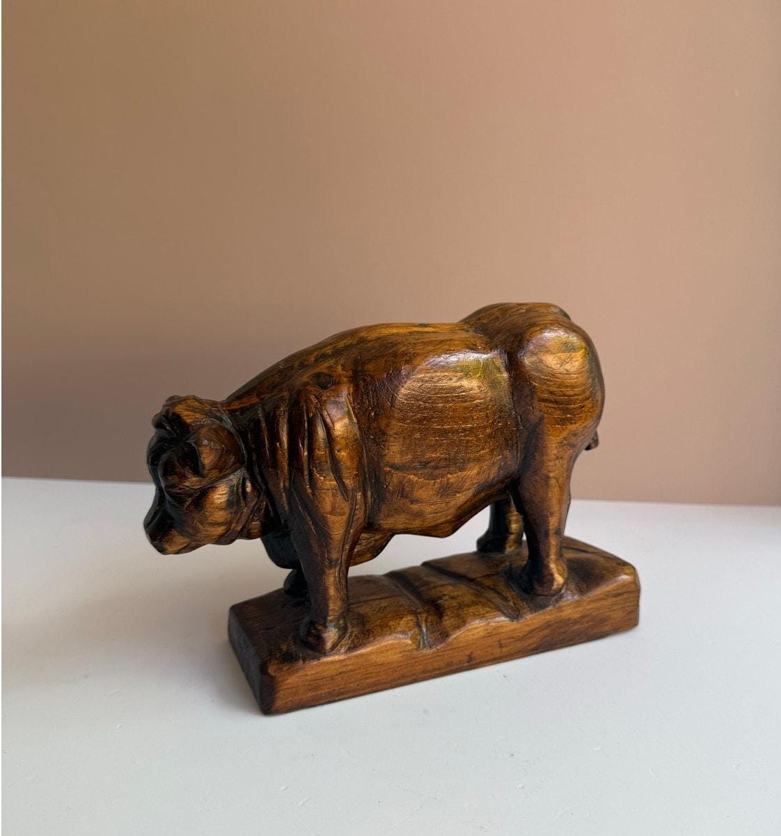 Carved Wooden Cow Vintage - Etsy