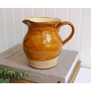 Vintage Rowe Pottery Works Avignon Collection Dijon Pitcher Brown Glaze | Rustic Primitive