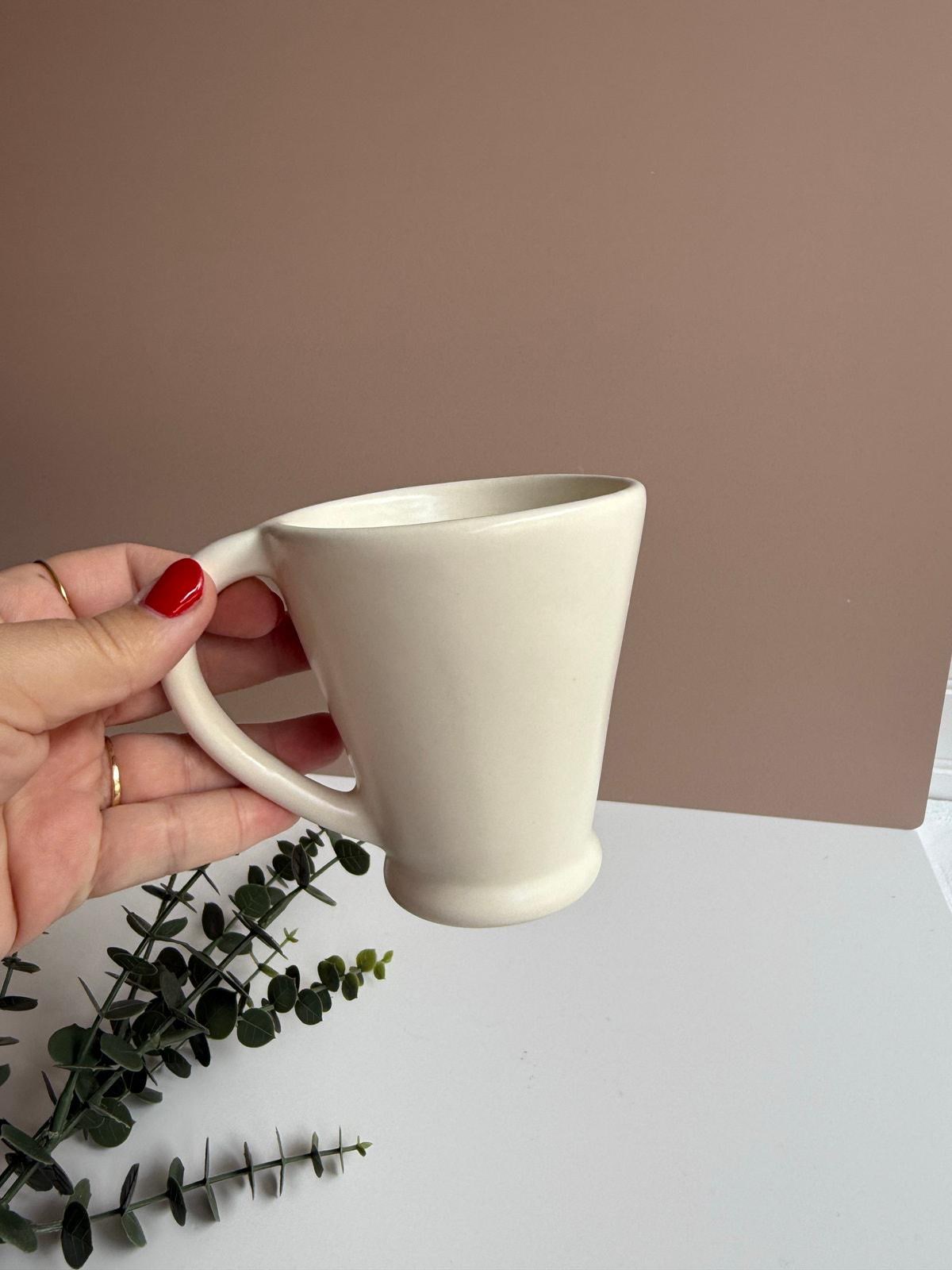 Vintage Julie Sanders Cyclamen Pottery Mug | White Ceramic