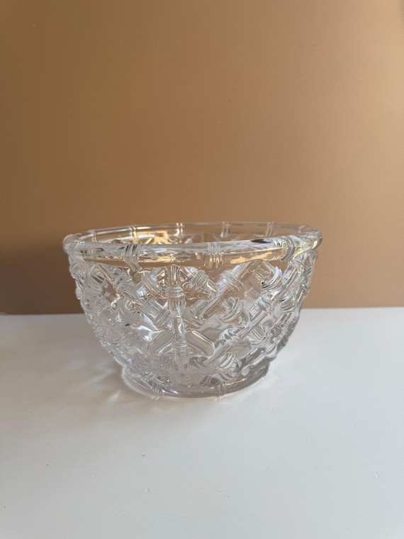 Vintage Tiffany & Co Bowl | Large Crystal Bamboo Lattice | Serving