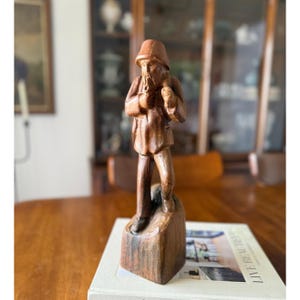 Vintage Hand Carved Wooden Mountain Man Figurine | Folk Art Rustic Cabin Decor