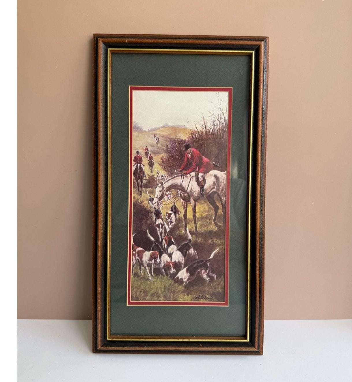 Vintage Whitehead Fox Hunt Framed Reproduction Print | Matted