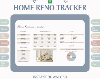 Digital Home Renovation/Decoration Template | Google Sheets (Digital Download)