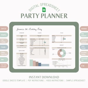 Digitale Party-Planer-Vorlage | Event-Planer | Tabelle Vorlage | Google Sheets Vorlage | Party-Planer