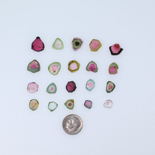 USA Shipped!! 100% Natural Watermelon Bio Tourmaline Gemstone Smooth Slices | Perfect for a pendant , Earring Set or any other jewelry!