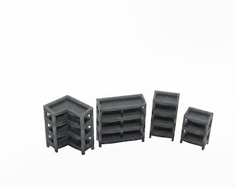 N Scale 1/160 Shop and Store Shelving Set of 16 | Whistle Stop Models