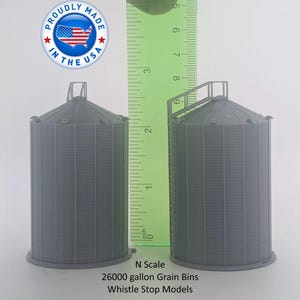 N Scale 1/160 26,000 Bushel Grain Bins Set of 2 | Whistle Stop Models ...