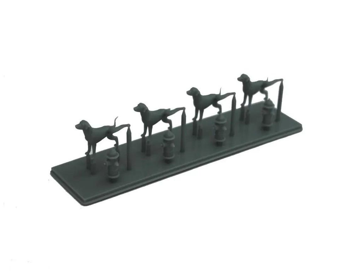 HO Scale 1/87 Dogs and Fire Hydrants Set of 4 | Whistle Stop Models - Etsy