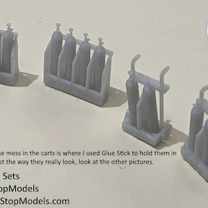 N Scale Torch Sets (4) carts and racks, 24 tanks