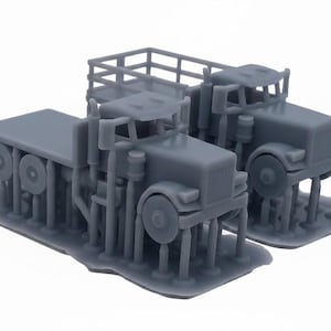 N Scale Flat Bed Truck (1) With and (1) Without Rails Set of 2