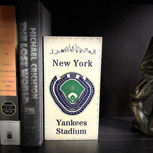 Serre-livres « BrickEnd » des Yankees de New York avec carte du Yankee Stadium – Décoration artisanale de fan de baseball
