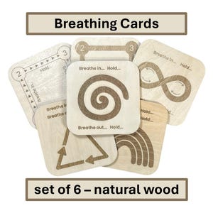 Karty do ćwiczeń oddechowych Tactile Mindfulness (zestaw 6) z labiryntem na odwrocie - Mindfulness Breathing dla dzieci, Calm Corner, Calming Strategies