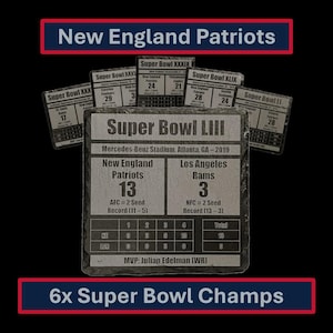 New England Patriots &quot;Set in Stone&quot; Super Bowl Wins Slate Coasters (set of 6): Tom Brady Julian Edelman, 2002, 2004, 2005, 2015, 2017, 2019