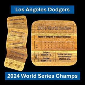 Los Angeles Dodgers 2024 World Series houten onderzetters (set van 5): Dodgers vs. Yankees 5 Games - Freddie Freeman, Shohei Ohtani