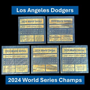 Los Angeles Dodgers 2024 World Series Reclaimed Wood Custom Coasters (set van 5): Dodgers vs. Yankees 5 Games - Freddie Freeman, Ohtani