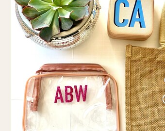 Clear Travel Makeup Bag, Waterproof, TSA Approved, Custom Gift, Clear Pouch with Zipper, Cosmetic Bag, Bachelorette, Wedding, Baby, Birthday