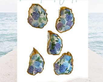Oyster Shell Trinket Dish, Hydrangea Oyster, Trinket Dish for Jewelry, Seashell Jewelry Dish, Bridal Shower Party Favor, Coastal Grandmother