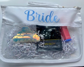 Custom Gift, Clear Pouch with Zipper Clear, Cosmetic Bag Toiletry Bag, Bachelorette, Wedding, Baby, Birthday, Travel Bag