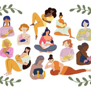 Mamme e bambini che allattano al seno - Celebrano l'allattamento al seno - Regalo per la nuova mamma - Regalo per consulente per l'allattamento - Regalo per l'assistente alla nascita - Decorazione per l'asilo nido