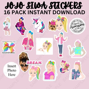 Adesivos Jojo Siwa | Impressão sob demanda de cantora infantil | Lembrancinha de festa Dance Moms | Pacote de adesivos de diário de artista Jojo Siwa | Álbum de recortes de popstar feminina