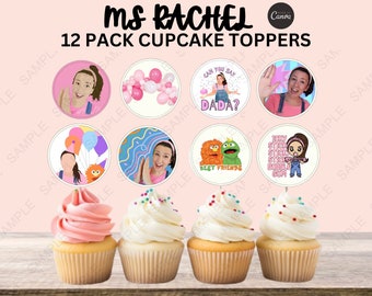Ms Rachel Birthday Party Cupcake Toppers | Songs For Little Party Favor | Icky Sticky Bubblegum Print Decor | Kids Puppet Party Decorations