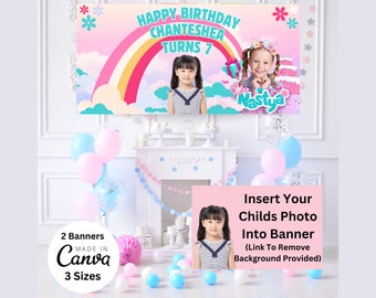 Like Nastya Birthday Party Banner | Nastya Backdrop | Kid Youtuber Party Theme | Like Nastya Party Decoration Poster | Colorful Rainbow Sign