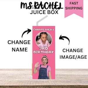 Caixa de suco para festa de aniversário da Sra. Rachel | Caixas de bebidas Song For Little | Caixa de bebidas personalizada da Sra. Rachel | Pacote de bebidas pegajosas Kid Icky, pacote com 10 unidades