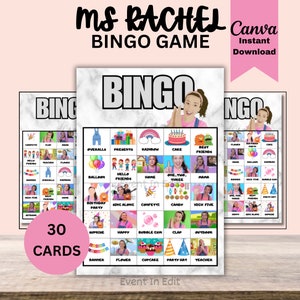 Bingo della festa di compleanno di Ms Rachel / Canzoni stampabili per il gioco da tavolo dei piccoli / Carte Bingo di Ms Rachel / Rompighiaccio della prima parola / Foglio attività per bambini