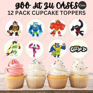 Goo Jit Zu Birthday Party Cupcake Toppers | Heroes Of Goo Jit Zu Party Favor | Monster Print Decor Decals | Mutant Creature Party Decoration