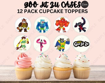 Goo Jit Zu Birthday Party Cupcake Toppers | Heroes Of Goo Jit Zu Party Favor | Monster Print Decor Decals | Mutant Creature Party Decoration