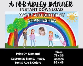 A For Adley Birthday Party Banner | Printable Adley Backdrop | Baby Boy Girl Party Decorations | Niko Navey Poster | Kids Party Favor Sign