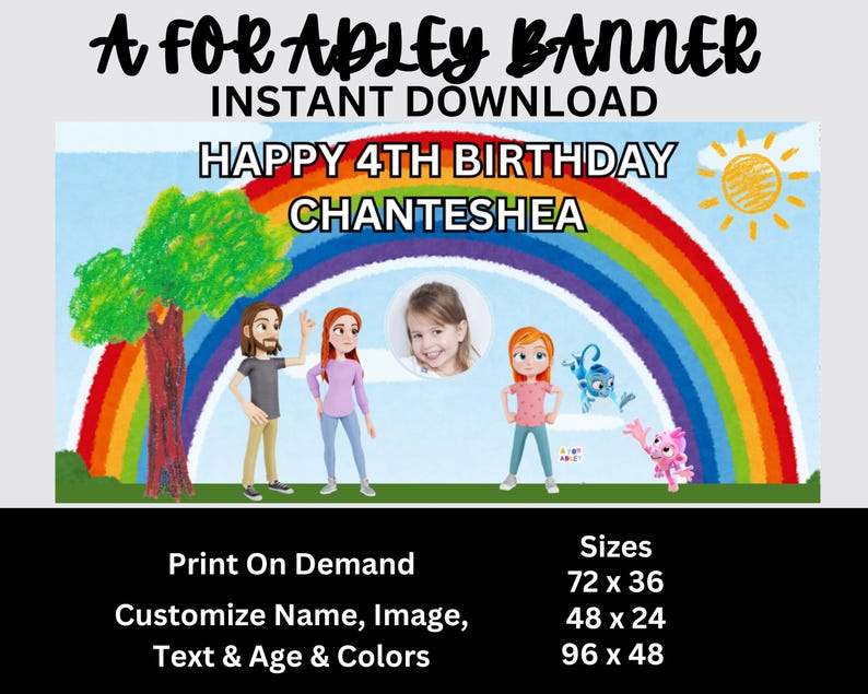 A for Adley Birthday Party Banner | Printable Adley Backdrop | Baby Boy ...