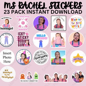 Ms Rachel ステッカー | Songs For Littles オンデマンド印刷 | Miss Rachel パーティー記念品 | Icky Sticky Journal ステッカー パック | First Words スクラップブック