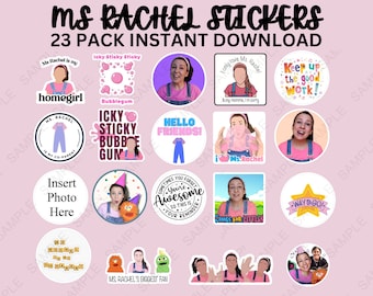 Mevrouw Rachel Stickers | Liedjes voor kleine kinderen printen op aanvraag | Miss Rachel partij gunst | Icky Sticky Journal-stickerpakket | Plakboek met eerste woorden