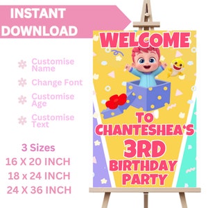Bebefinn Birthday Party Welcome Sign | Shark Entrance Poster | Bebefinn Party Decoration | Kid Rainbow Poster | Finn Party Favor Template