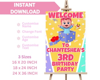 Bebefinn Birthday Party Welcome Sign | Shark Entrance Poster | Bebefinn Party Decoration | Kid Rainbow Poster | Finn Party Favor Template