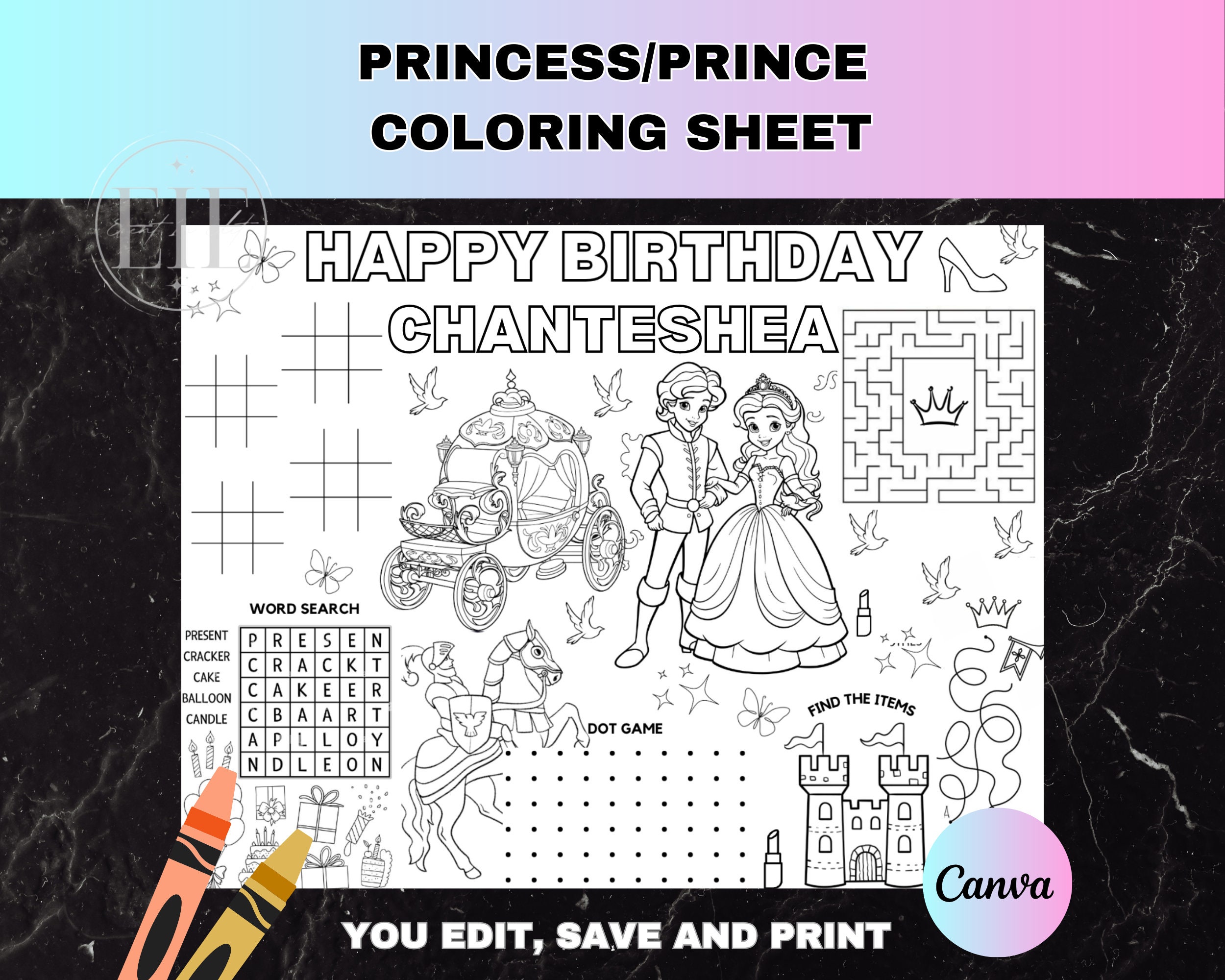 42 Unique Fairy Tale Crafts for Kids Perfect for Craft Time 20 Prince and Princess Coloring Birthday Party Activity Sheet Editable…