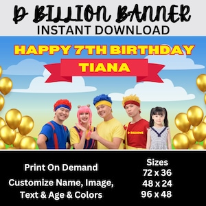 Banner de fiesta de cumpleaños de D Billion / Fondo imprimible de D Billion / Decoraciones para fiesta de bebé niño niña / Póster de Cha Cha / Letrero de recuerdo de fiesta para niños