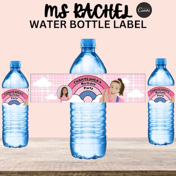 Ms Rachel Birthday Party Water Bottle Label | Songs For Little Bottle Wrapper | Printable Miss Rachel Party Favor | Kids Icky Sticky Sticker