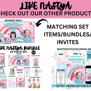 Other Items Available Like Nastya Coloring Page Placemat, Invite, Coloring Pages, Evite, Banner Only, Bundle.