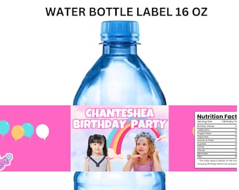 Like Nastya Birthday Party Water Bottle Label | Nastya Drink Wrapper | Custom Baby TV Show Sports Beverage | Girl Kids Stickers | 12 Pack